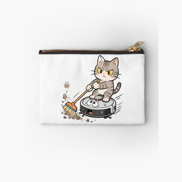 Item preview, Happy Gray Cat Riding Robot Vacuum  designed and sold by OksArtStudio.