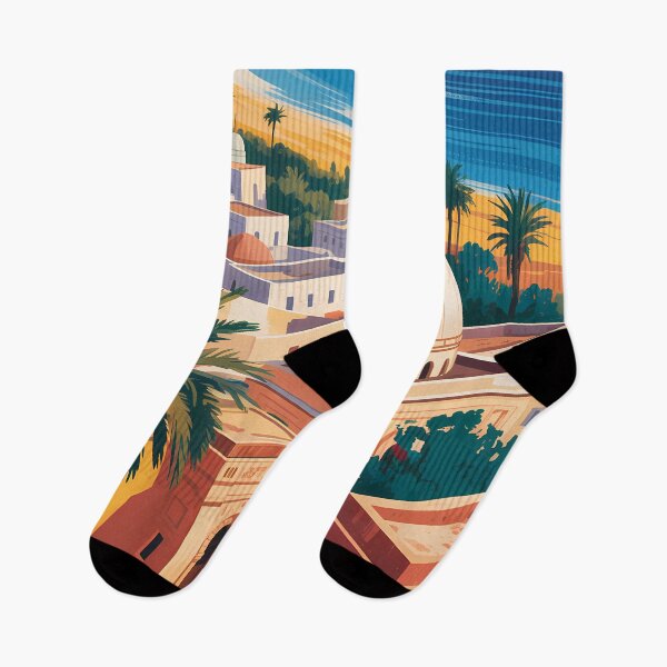 Item preview, Tunisia Skyline Illustration Travel Art Vintage designed and sold by KrisSidDesigns.