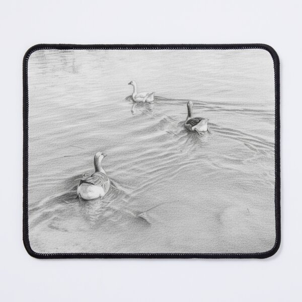 Item preview, Geese on the Lake Pencil Sketch – Parc Paysager Saint-Nazaire designed and sold by KiwiPurple.