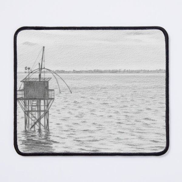 Item preview, Saint-Nazaire Seafront Carrelet Pencil Sketch designed and sold by KiwiPurple.