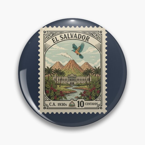 Item preview, El Salvador Vintage Stamp 1930s Volcano Coffee Bird designed and sold by d247.