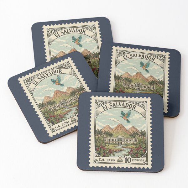 Item preview, El Salvador Vintage Stamp 1930s Volcano Coffee Bird designed and sold by d247.