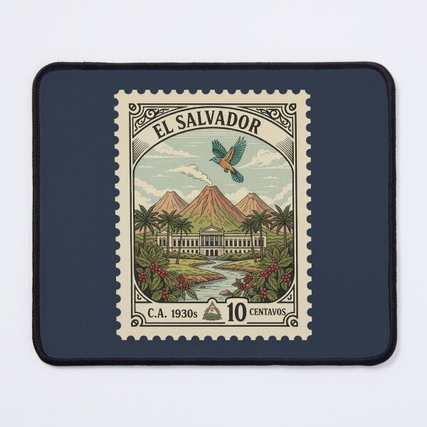 Item preview, El Salvador Vintage Stamp 1930s Volcano Coffee Bird designed and sold by d247.