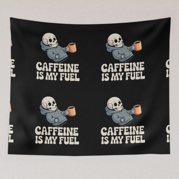 Item preview, Caffeine Is My Fuel Skeleton Coffee Lover Funny Goth Design designed and sold by Raw Tigers.