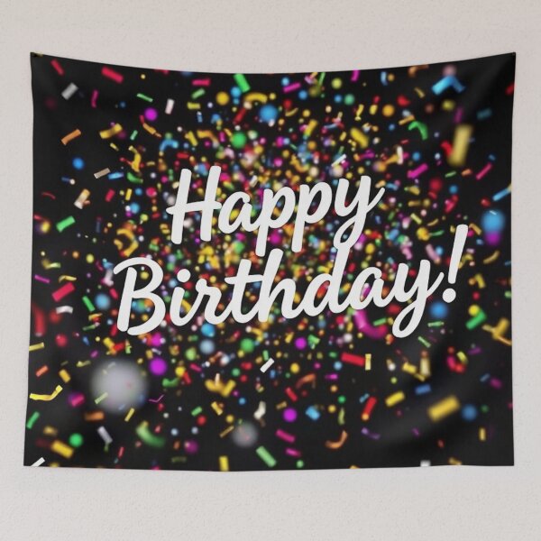 Item preview, Glitter confetti Happy Birthday Celebration Card designed and sold by IntelliMindDesigns.