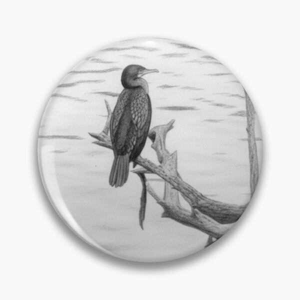 Item preview, Cormorant at Guindreff Lake: Pencil Sketch Style designed and sold by KiwiPurple.