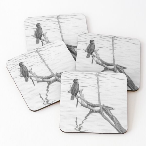 Item preview, Cormorant at Guindreff Lake: Pencil Sketch Style designed and sold by KiwiPurple.