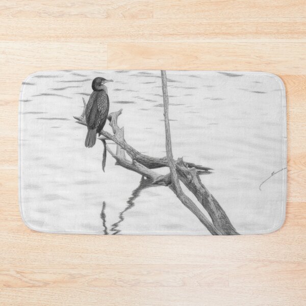 Item preview, Cormorant at Guindreff Lake: Pencil Sketch Style designed and sold by KiwiPurple.