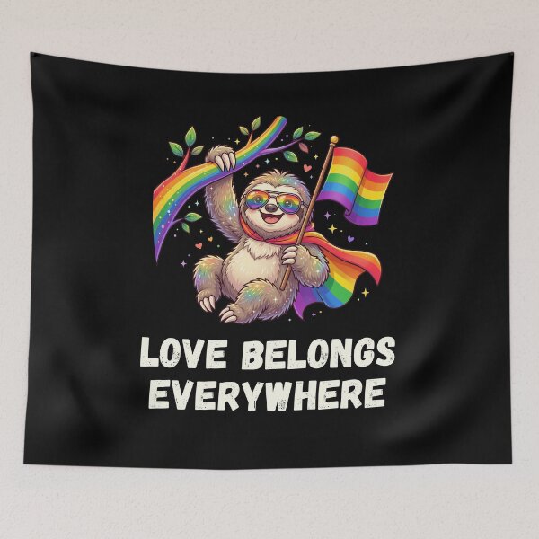 Item preview, Cute Rainbow Sloth Pride Flag Supporter Design designed and sold by snowry.