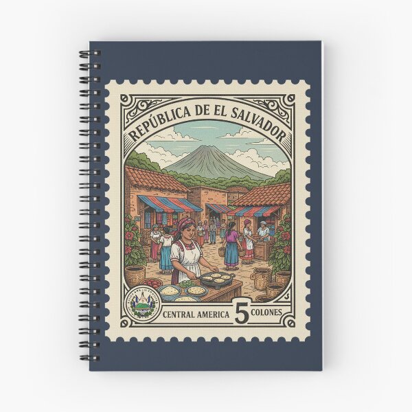 Item preview, El Salvador Pupusas Market Volcano Vintage Stamp designed and sold by d247.