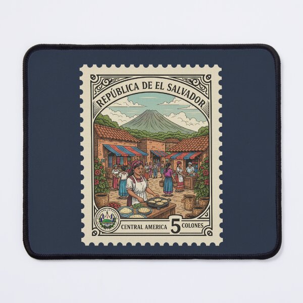 Item preview, El Salvador Pupusas Market Volcano Vintage Stamp designed and sold by d247.