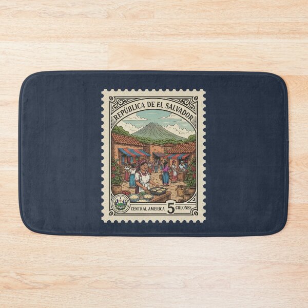Item preview, El Salvador Pupusas Market Volcano Vintage Stamp designed and sold by d247.