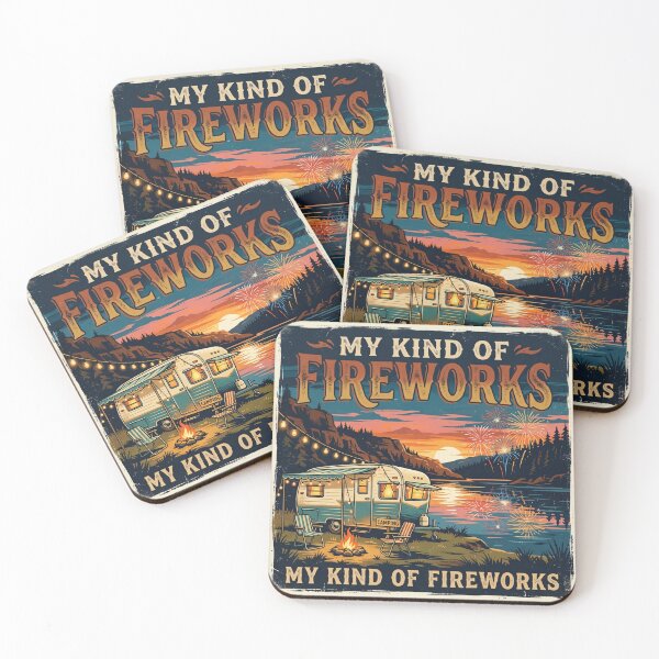 Item preview, My Kind Of Fireworks Vintage Camping Retro Camper Summer designed and sold by MoonwoodStudio.