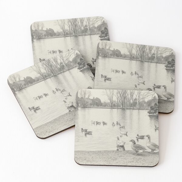 Item preview, Geese at Parc Paysager: Saint-Nazaire Lake Sketch designed and sold by KiwiPurple.