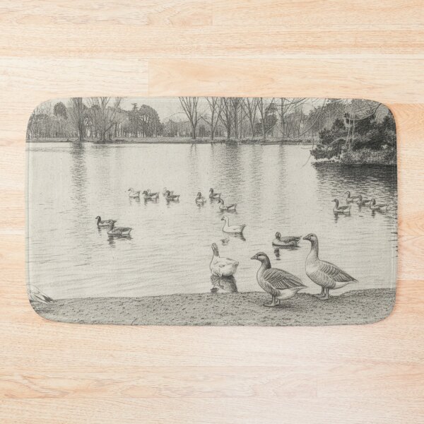 Item preview, Geese at Parc Paysager: Saint-Nazaire Lake Sketch designed and sold by KiwiPurple.