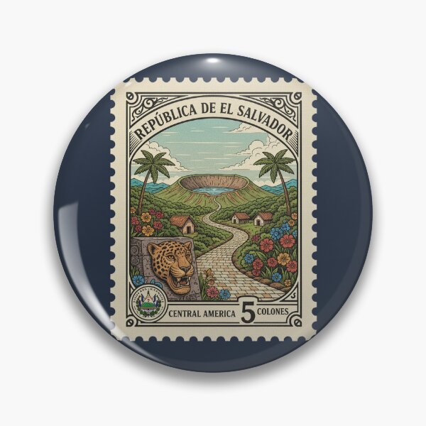 Item preview, El Salvador Vintage Stamp Volcano Jaguar Art designed and sold by d247.