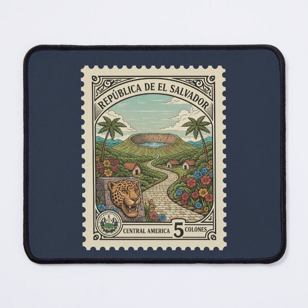 Item preview, El Salvador Vintage Stamp Volcano Jaguar Art designed and sold by d247.