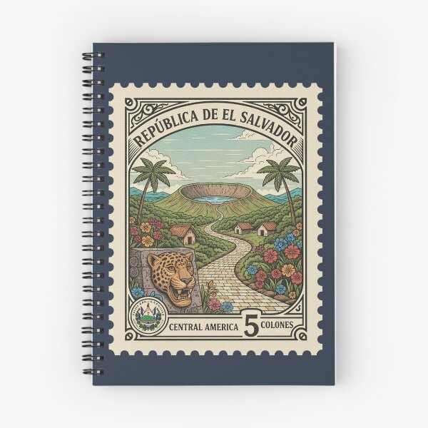 Item preview, El Salvador Vintage Stamp Volcano Jaguar Art designed and sold by d247.
