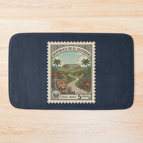 Item preview, El Salvador Vintage Stamp Volcano Jaguar Art designed and sold by d247.