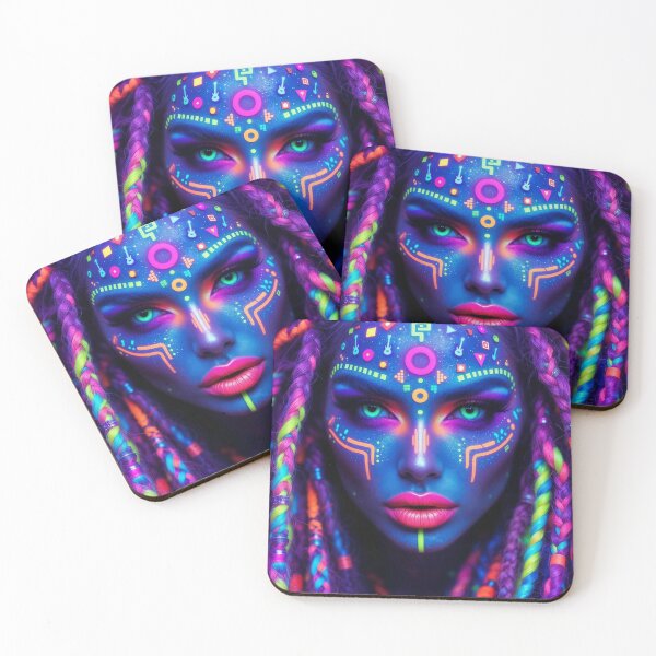 Item preview, Striking Portrait Colorful Blue Neon Alien  designed and sold by Davidaccio Collection .