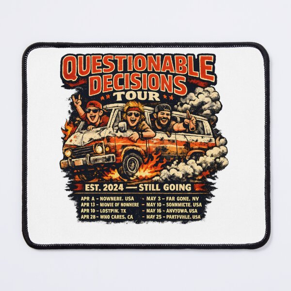 Item preview, Questionable Decisions Tour Funny Road Trip Bro Shirt designed and sold by BrosForEver.