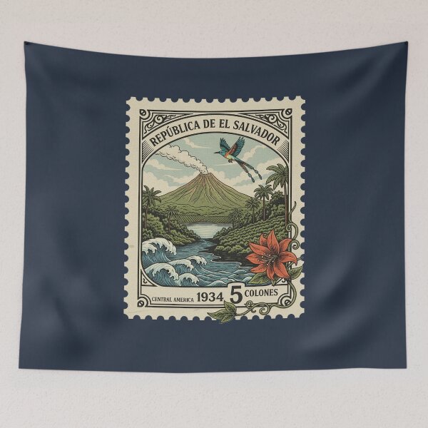 Item preview, El Salvador Vintage Postage Stamp Volcano Bird designed and sold by d247.