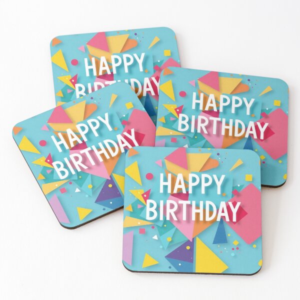 Item preview, Bold Teal Geometric Shapes Happy Birthday Card designed and sold by IntelliMindDesigns.