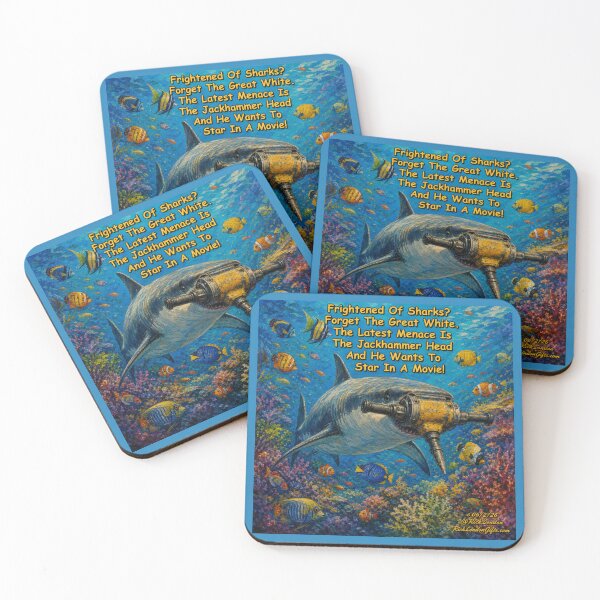 Item preview, Jackhammer Head Shark – Funny Reef Cartoon by Rick London   designed and sold by Rick London Gifts.