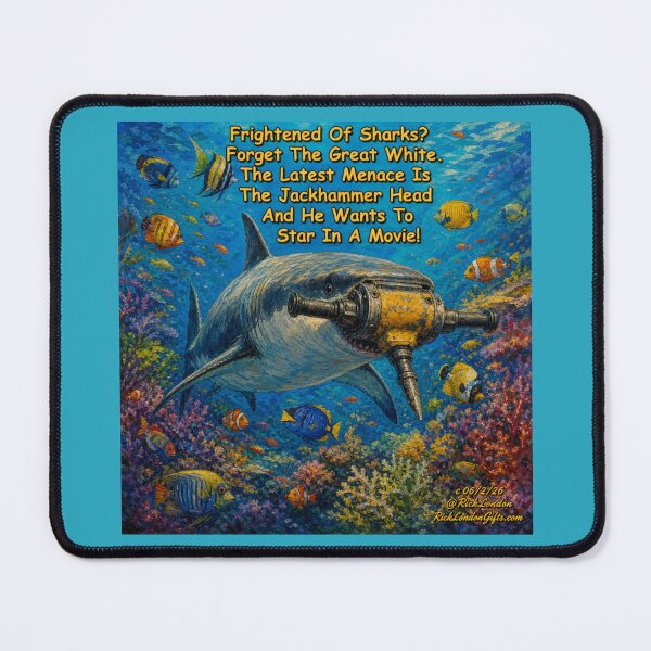 Item preview, Jackhammer Head Shark – Funny Reef Cartoon by Rick London   designed and sold by Rick London Gifts.