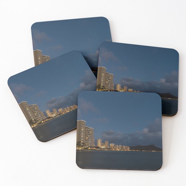 Item preview, Honolulu Evening - Blue Hour with Waikiki Beach and Diamond Head Volcano designed and sold by Georgia Mizuleva.