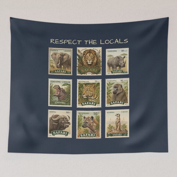 Item preview, Respect The Locals Vintage African Wildlife Stamps designed and sold by d247.
