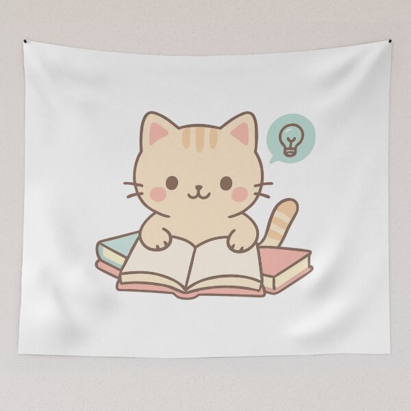 Item preview, Always Learning Cat - Growth Mindset Kawaii Sticker  designed and sold by foryouandyours.