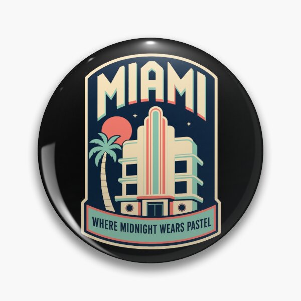 Item preview, Miami Art Deco Ocean Drive Night Badge designed and sold by Lyfeinsights.