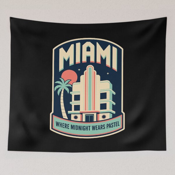 Item preview, Miami Art Deco Ocean Drive Night Badge designed and sold by Lyfeinsights.