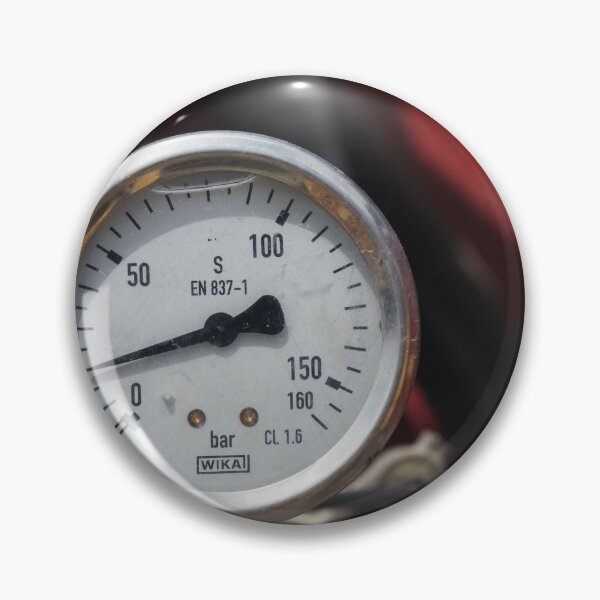 Item preview, Close-Up Of Pressure Gauge Meter Dial On Industrial Hose With Red Background Texture designed and sold by Nmallia.