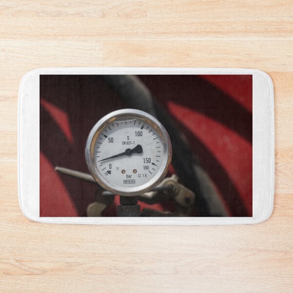 Item preview, Close-Up Of Pressure Gauge Meter Dial On Industrial Hose With Red Background Texture designed and sold by Nmallia.