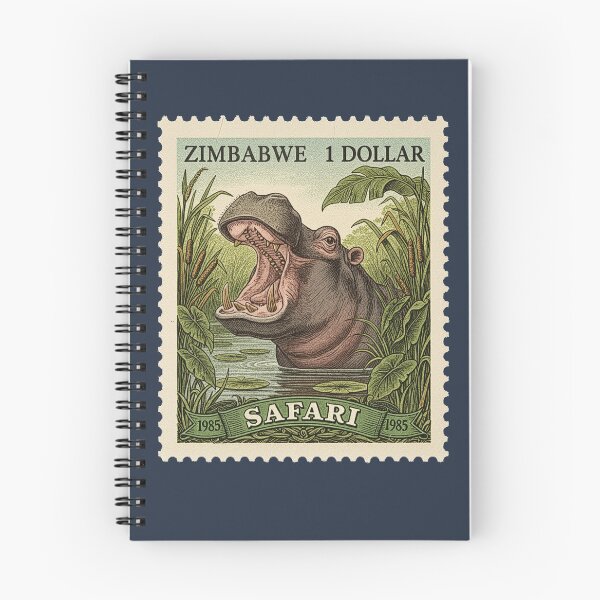 Item preview, Vintage Zimbabwe Hippo Safari Stamp Art designed and sold by d247.