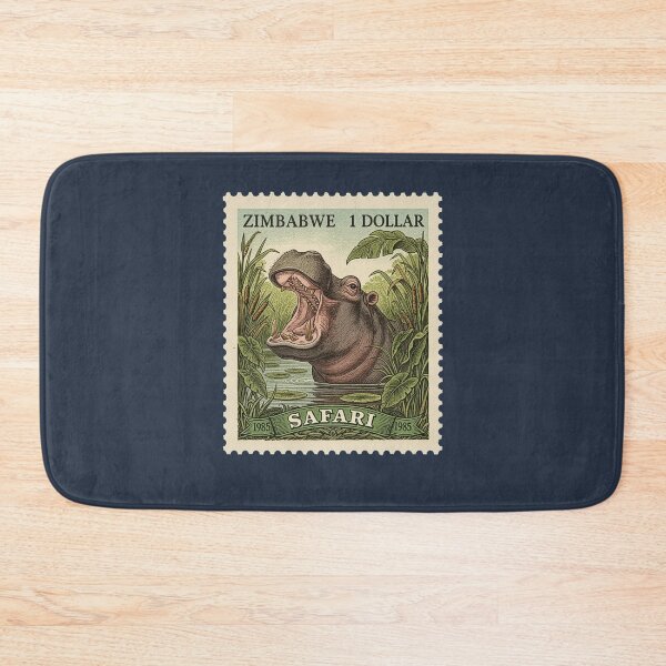 Item preview, Vintage Zimbabwe Hippo Safari Stamp Art designed and sold by d247.