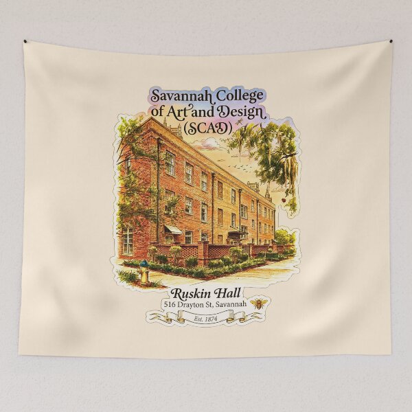 Item preview, SCAD Ruskin Hall Historic Architecture Illustration designed and sold by EvergreenPark - Tee Studio.