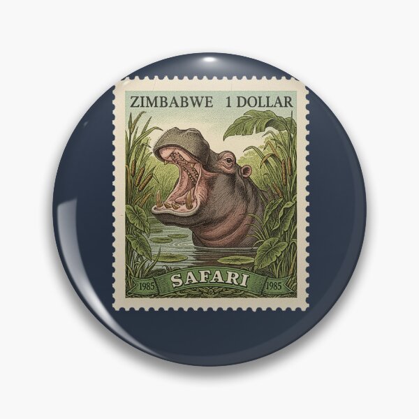 Item preview, Vintage Zimbabwe Safari Hippo Postage Stamp Art designed and sold by d247.