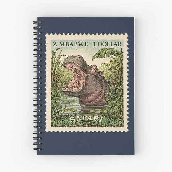 Item preview, Vintage Zimbabwe Safari Hippo Postage Stamp Art designed and sold by d247.