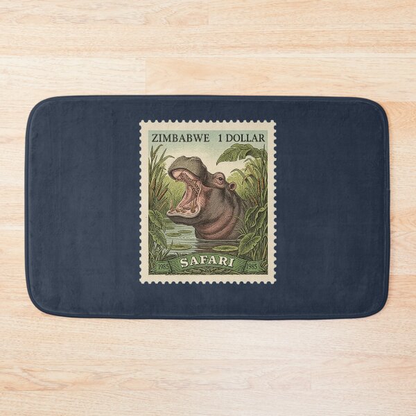 Item preview, Vintage Zimbabwe Safari Hippo Postage Stamp Art designed and sold by d247.