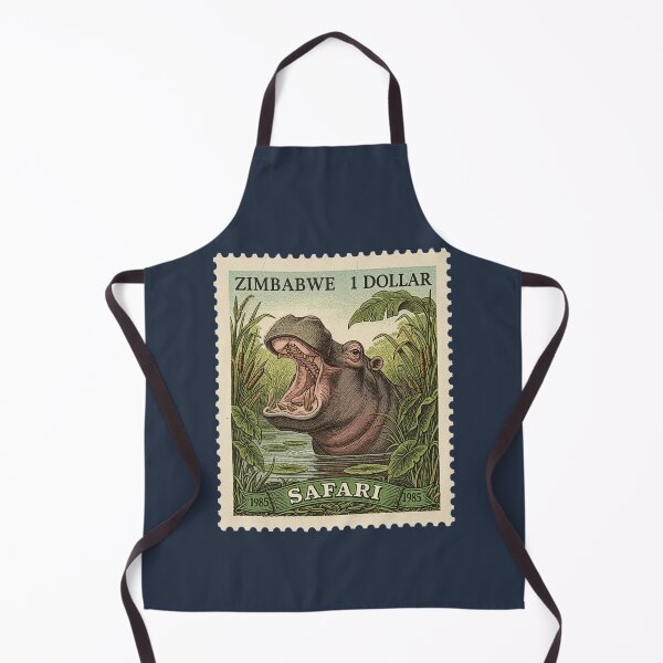 Item preview, Vintage Zimbabwe Safari Hippo Postage Stamp Art designed and sold by d247.