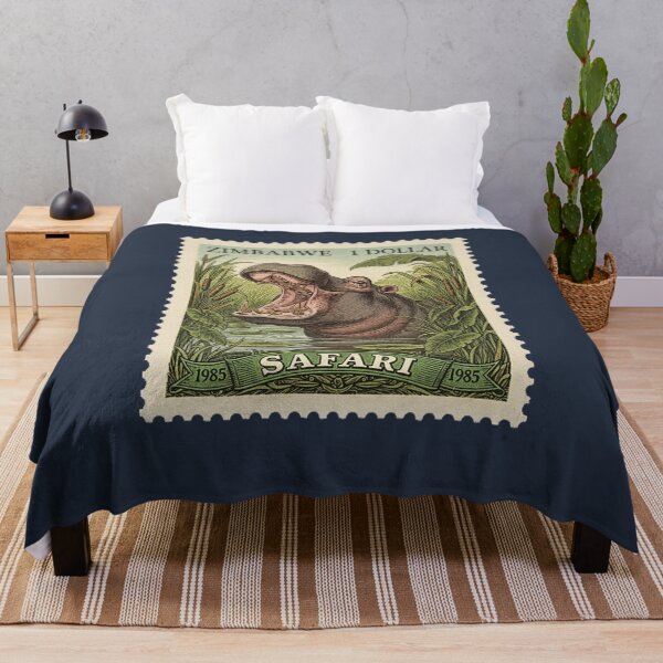 Item preview, Vintage Zimbabwe Safari Hippo Postage Stamp Art designed and sold by d247.