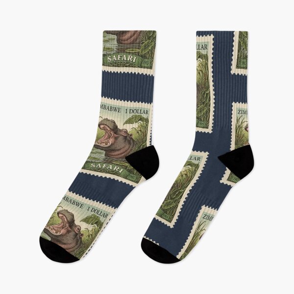 Item preview, Vintage Zimbabwe Safari Hippo Postage Stamp Art designed and sold by d247.