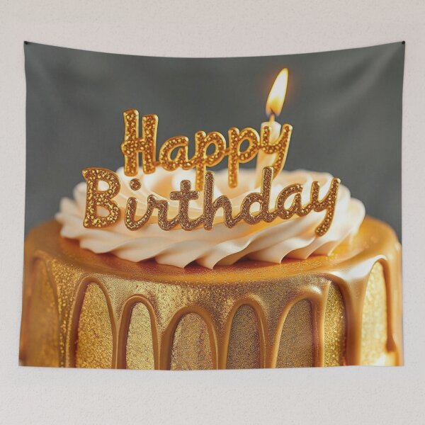 Item preview, Elegant Gold Drip Happy Birthday Cake Card designed and sold by IntelliMindDesigns.