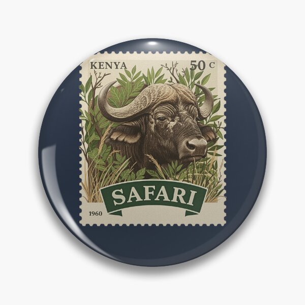 Item preview, Vintage Kenya Safari African Buffalo Stamp Art designed and sold by d247.