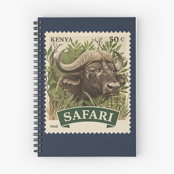 Item preview, Vintage Kenya Safari African Buffalo Stamp Art designed and sold by d247.