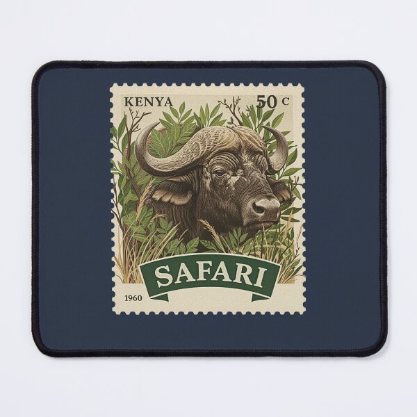 Item preview, Vintage Kenya Safari African Buffalo Stamp Art designed and sold by d247.