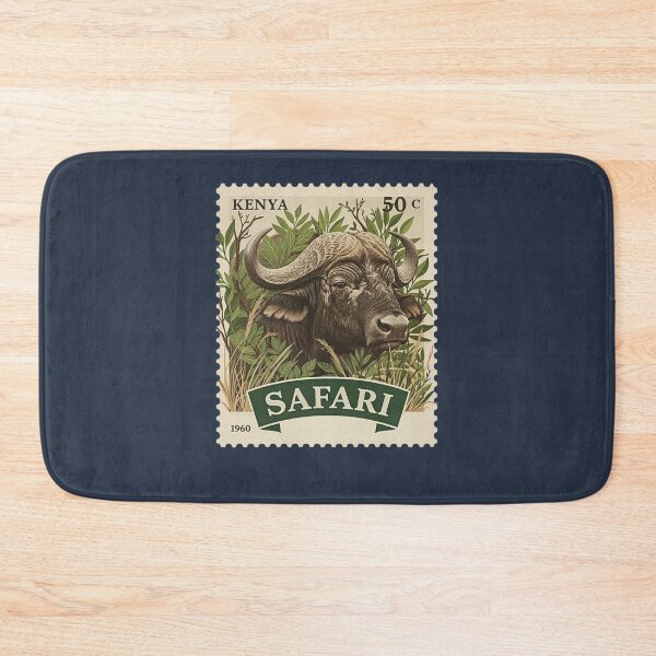 Item preview, Vintage Kenya Safari African Buffalo Stamp Art designed and sold by d247.